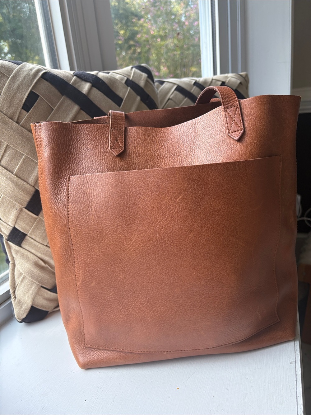 Madewell Cognac Brown Leather Pocket Tote